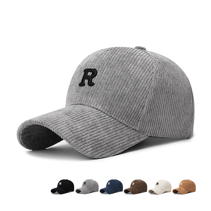 Baseball Cap Structured - Boné de Corduroy com Letra 'R'