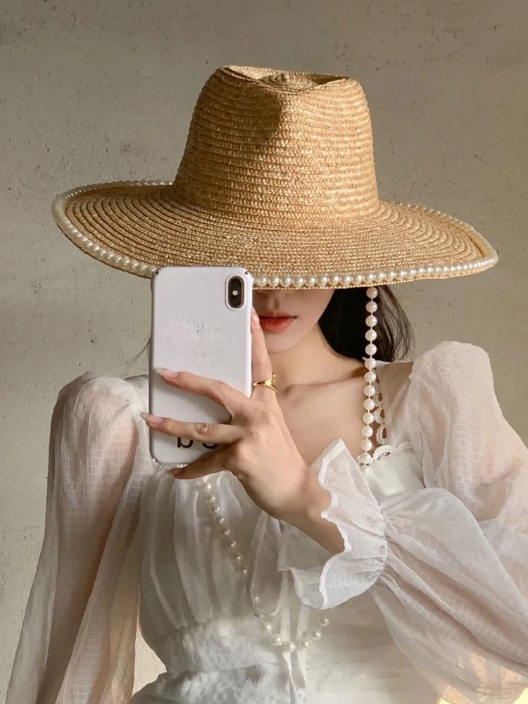 Nova moda verão pérola corrent - Cowboy Hat Straw avaliação e preço