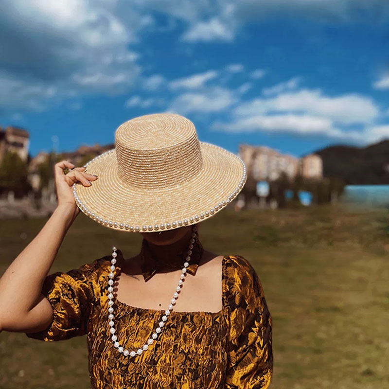 Nova moda verão pérola corrent - Cowboy Hat Straw avaliação e preço