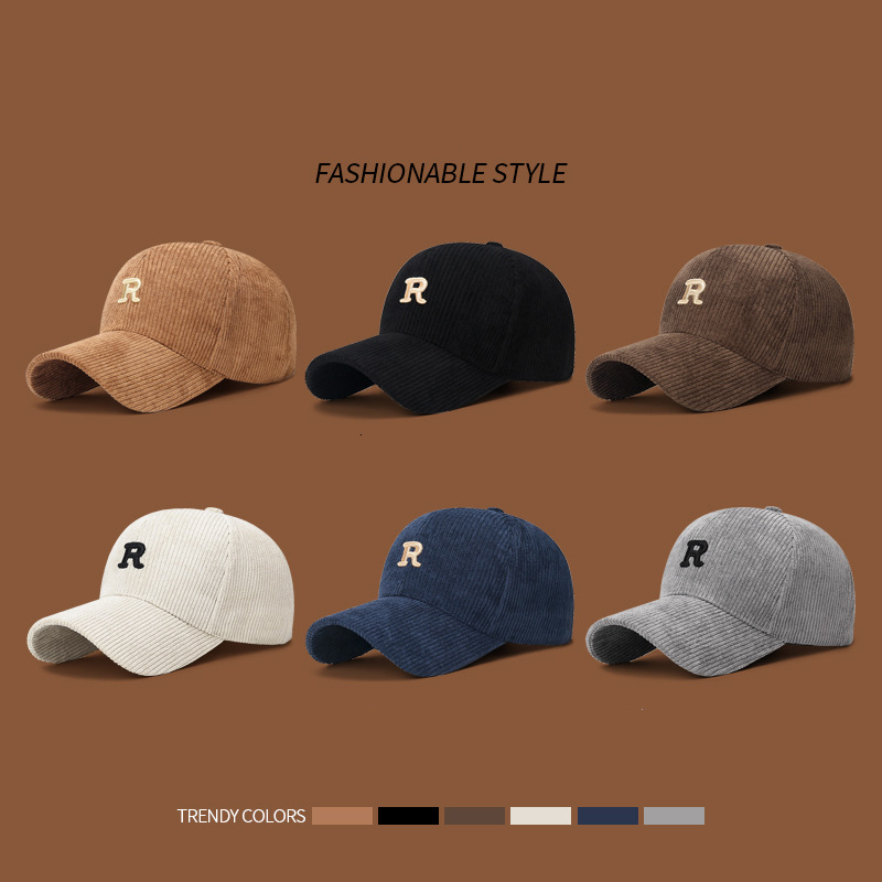 Boné de Corduroy com Letra 'R' - Baseball Cap Structured avaliação e preço