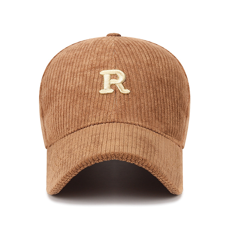 Boné de Corduroy com Letra 'R' - Baseball Cap Structured avaliação e preço